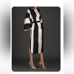 StyleWe H-Line Elegant Striped Dress- Black and White